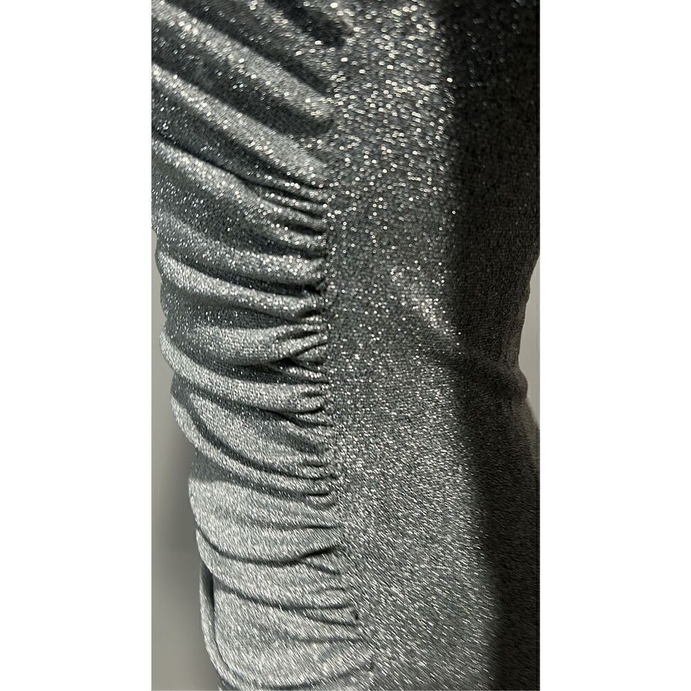 Alexis Admor Cutout Silver Ruched Shimmer Gown Size Small - Picture 10 of 10